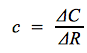 c = ΔC/ΔR, Δ signifiant variation