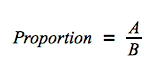 Formule de calcul de proportion : A/B
